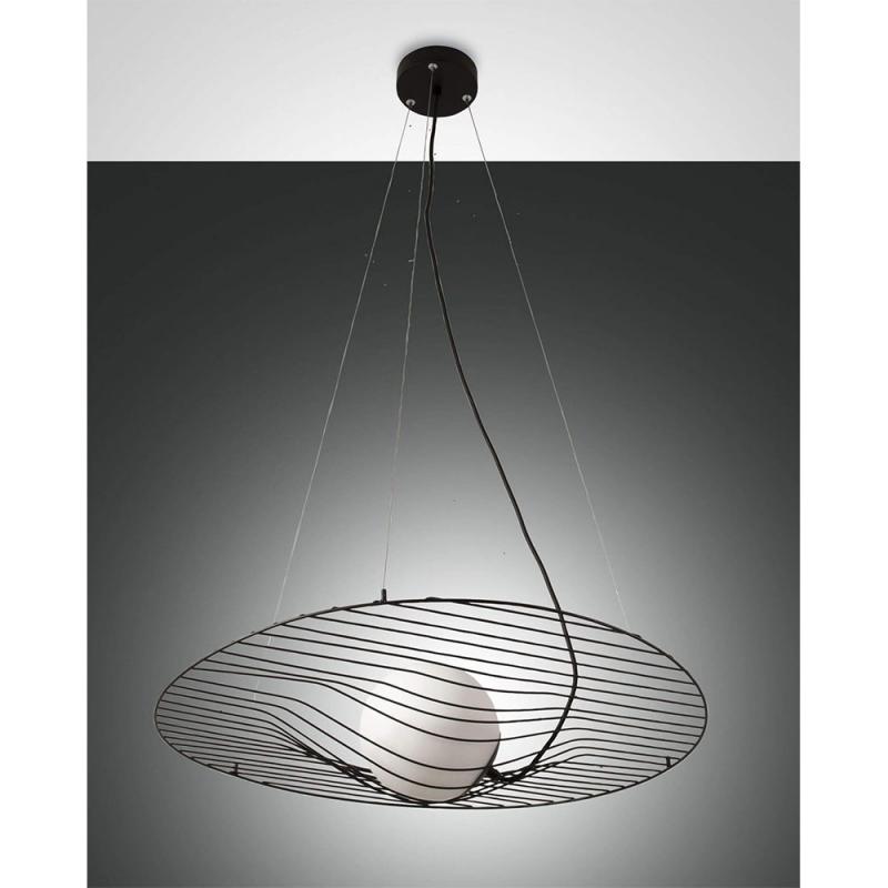 Homa dimmbare Draht-Pendelleuchte in markanter Wellenform in Schwarz von Fabas Luce