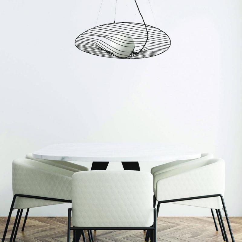 Homa dimmbare Draht-Pendelleuchte in markanter Wellenform in Schwarz von Fabas Luce