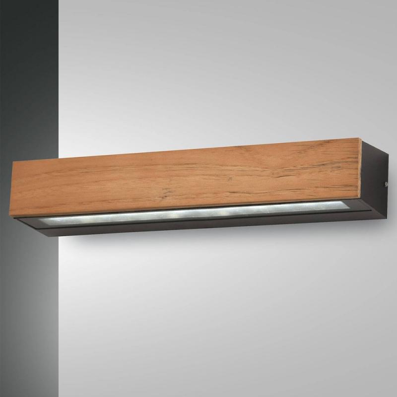 Hazel Teakholz LED Außen Wandleuchte 38cm Up&down Licht auch für das Bad IP65 von Fabas Luce