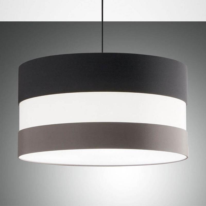 Arona wohnliche Pendelleuchte mit 55cm Stoff-Lampenschirm in dunkelgrau/taubengrau von Fabas Luce