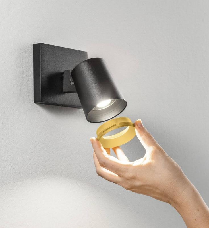 Modo Dimmbarer 2-er Wand-Spot mit hochwertiger Oberfläche in Schwarz von Fabas Luce