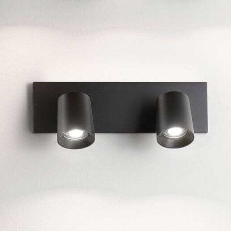 Modo Dimmbarer 2-er Wand-Spot mit hochwertiger Oberfläche in Schwarz von Fabas Luce