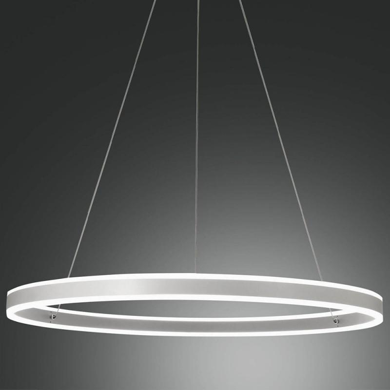 Palau LED-Pendelleuchtein in Ringform Weiß up&downlight dimmbar Ø80cm von Fabas Luce