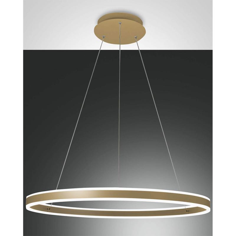 Palau LED-Pendelleuchtein in Ringform Gold up&downlight dimmbar Ø80cm von Fabas Luce