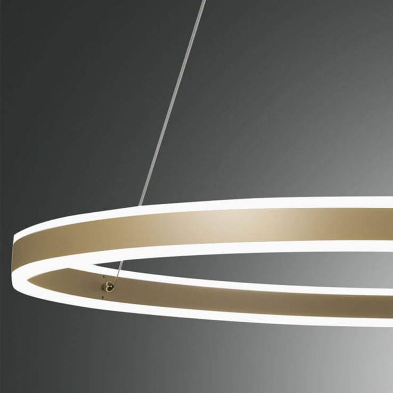 Palau LED-Pendelleuchtein in Ringform Gold up&downlight dimmbar Ø80cm von Fabas Luce