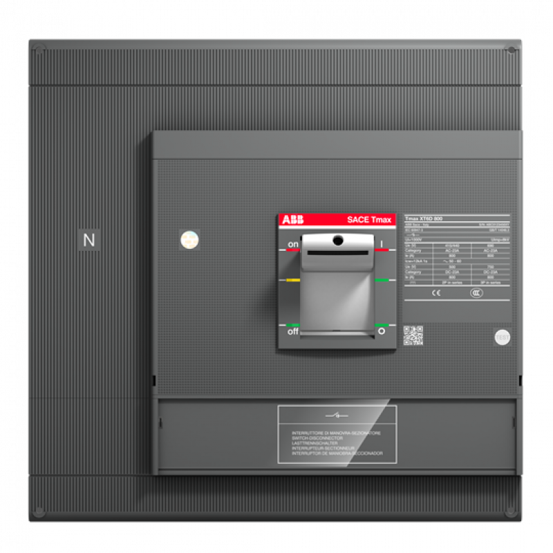 ABB XT6D 800 4p F F Kompaktlasttrennschalter Tmax XT6D mit vorderseitigen Anschlüssen, 4polig