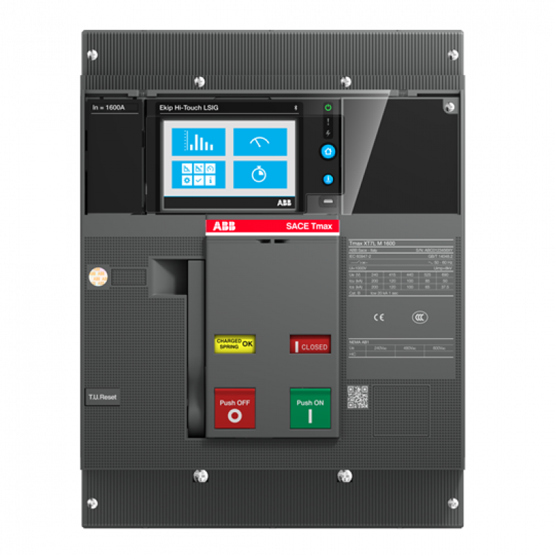 ABB XT7L M 1600 EkipG Hi-TouchLSIG 1600 3pFF Kompaktleistungsschalter Generatorschutz Tmax XT7M mit vorderseitigen Anschlüssen, 3polig
