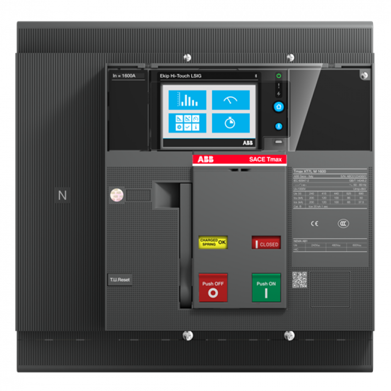ABB XT7S M 1250 Ekip Touch LSIG In1250 4p FF Kompaktleistungsschalter Tmax XT7M mit vorderseitigen Anschlüssen, 4polig
