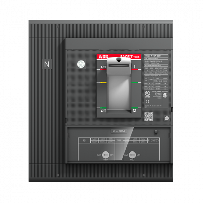 ABB XT5N 400 TMA 400-4000 4p FF InN100%In UL Kompaktleistungsschalter Tmax XT5 mit vorderseitigen Anschlüssen, 4polig