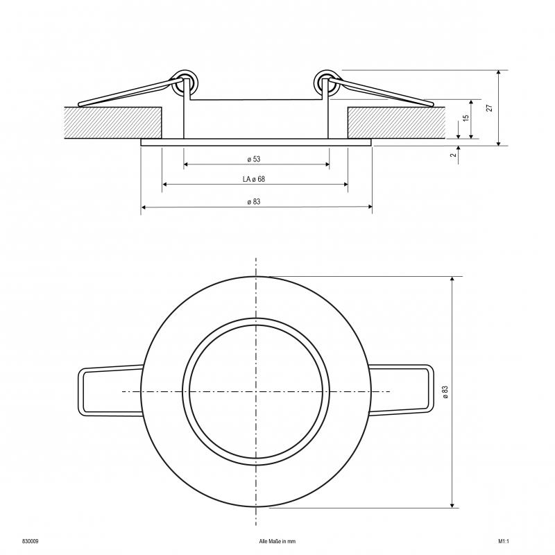 EVN 830009 Deckeneinbauleuchte Schwarz rund schwenkbar Einbaudurchmesser: 68 mm