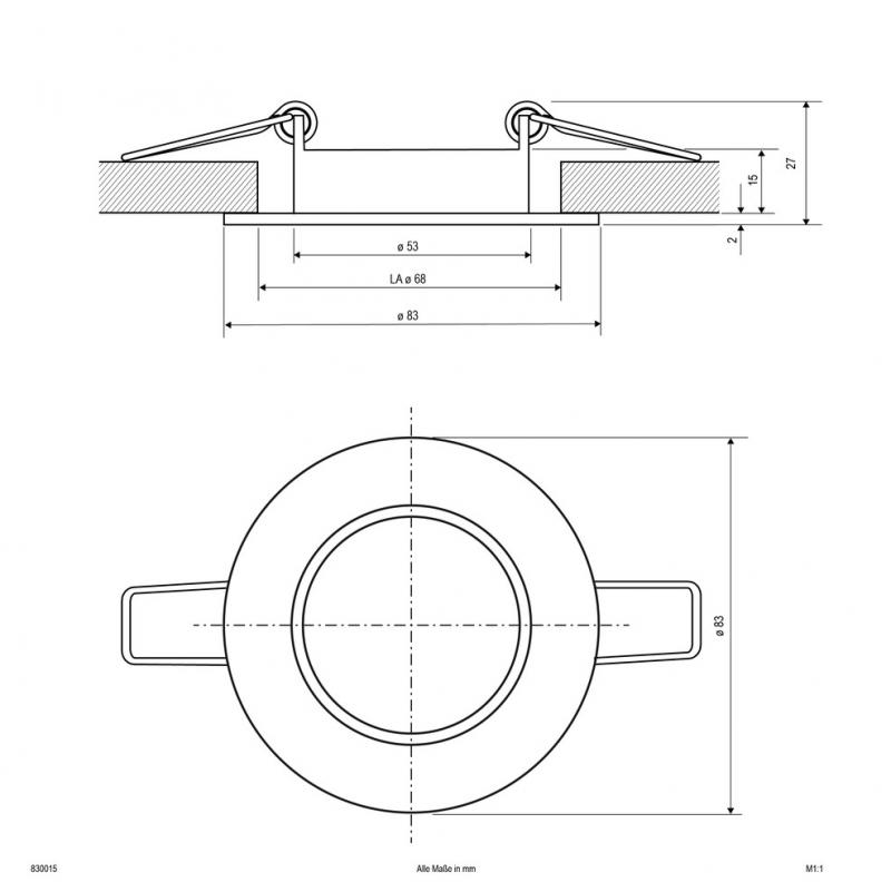 EVN 830015 Deckeneinbauleuchte Chrom rund schwenkbar• Einbaudurchmesser: 68 mm