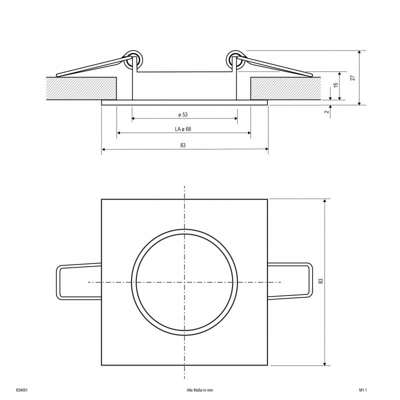 EVN 834001 Deckeneinbauleuchte Weiß schwenkbar• Einbaudurchmesser: 68 mm