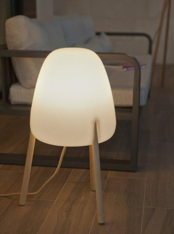 New Garden Rocket 70 Stehleuchte In&Out mit Holzfüßen dimmbare LED mit Fernbedienung 230V, Höhe Schirm 40 cm, IP65