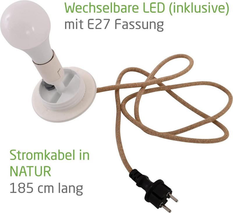 New Garden Rocket 70 Stehleuchte In&Out mit Holzfüßen dimmbare LED mit Fernbedienung 230V, Höhe Schirm 40 cm, IP65