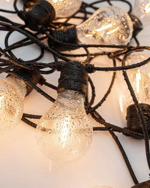 New Garden ALLEGRA Lichterkette in Schwarz 8 Meter IP44 warmweißes Licht