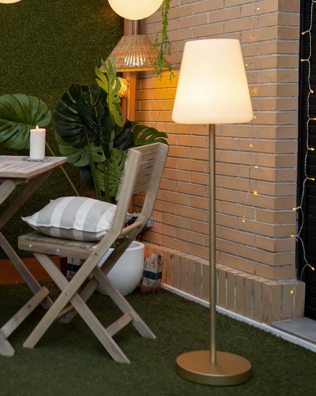 New Garden LOLA SLIM 120 Outdoor Stehlampe RGBW gold Akku USB Fernbedienung