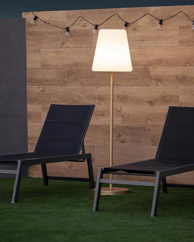 New Garden LOLA SLIM 180 IN&OUT Stehlampe RGBW messing Akku USB Fernbedienung