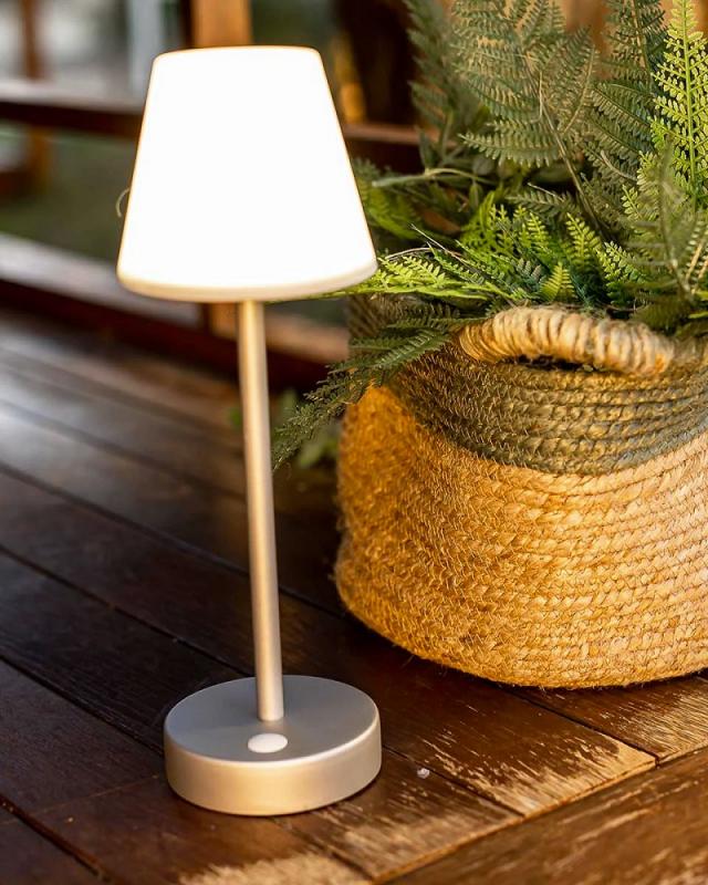 Touch Sensor TISCHLAMPE LOLA SLIM 30 space grau Akku New Garden