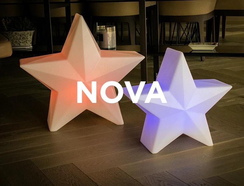 NOVA 60 Großer dimmbarer leuchtender Stern RGBW Akku Fernbedienung Weiß Innen New Garden