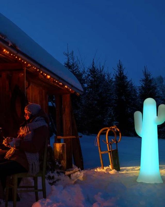 New Garden Stehlampe PANCHO LED-Kaktus 139cm hoch weiß mit Akku, Fernbedienung, RGBW und kaltweißes Licht IP65