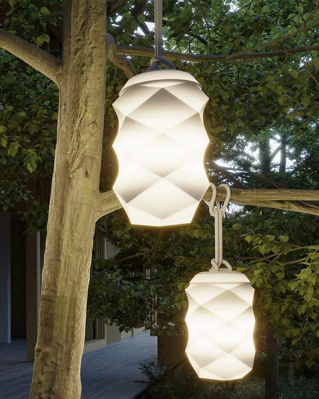 New Garden BITA mobile LED Hängeleuchte weiss/beige Akku RGB