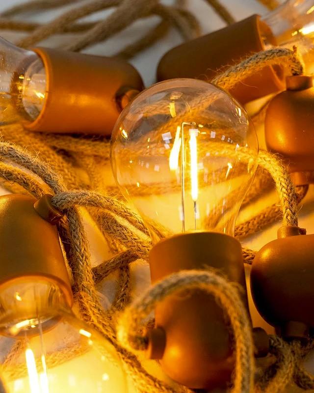 New Garden ALLEGRA Lichterkette JUTE braun 8 Meter braun IP44