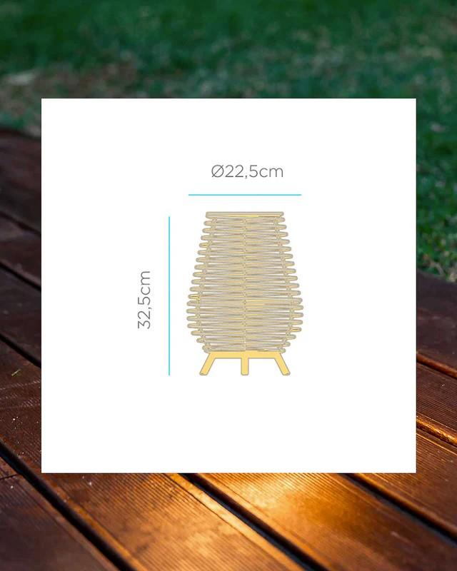 New Garden BOSSA 30 Rattan Tischleuchte für Innen mit Kabel und schalter