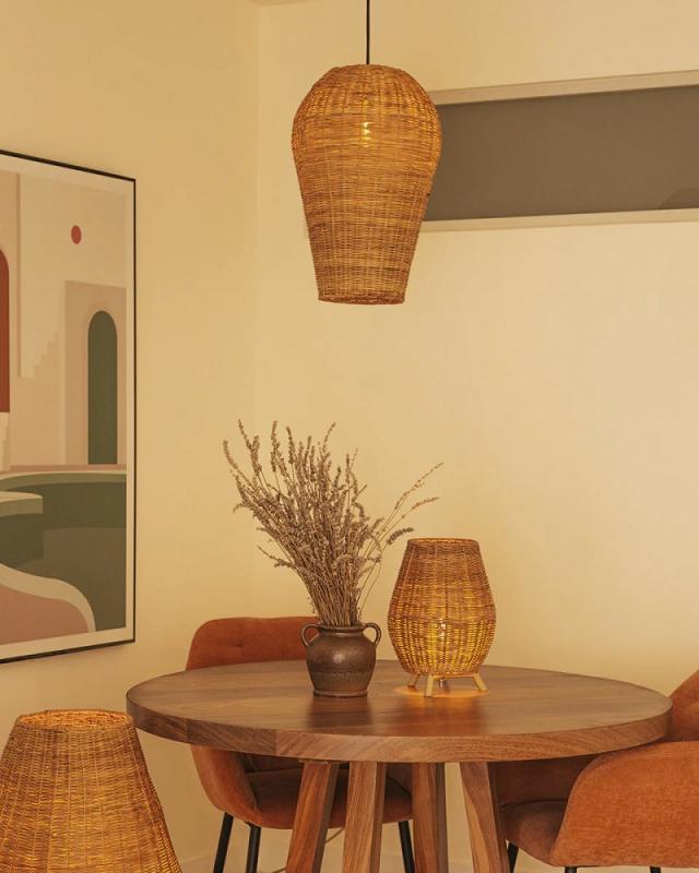 New Garden Große Saona Naturgeflecht Ratta Hängeleuchte mit E27 Fassung ohne Leuchtmittel für Innen IP20