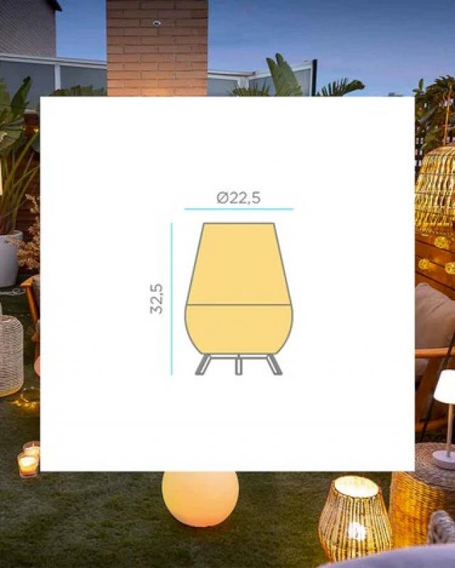 New Garden SAONA 30 Rattan Tischleuchte für Innen mit Schalter/ Kabel und E27 Fassung IP20