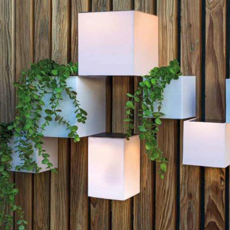 New Garden WALLY 12 quaderförmige Solar Außenwand Leuchte mit Dämmerungssensor IP65