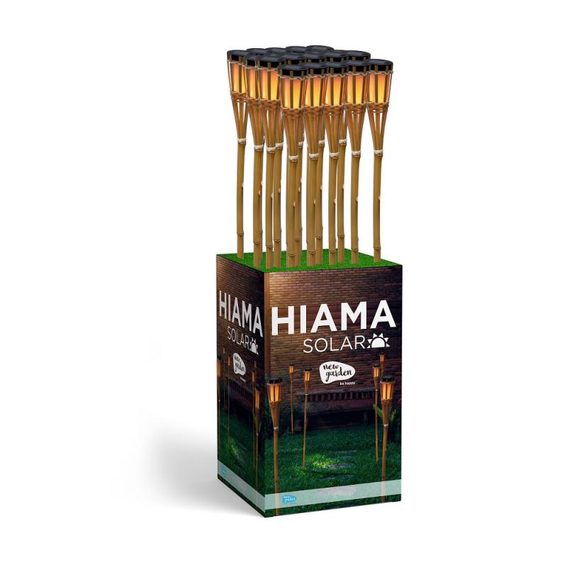 New Garden Solar Erdspieß Gartenleuchte HIAMA in Fackelform aus Bambus IP44