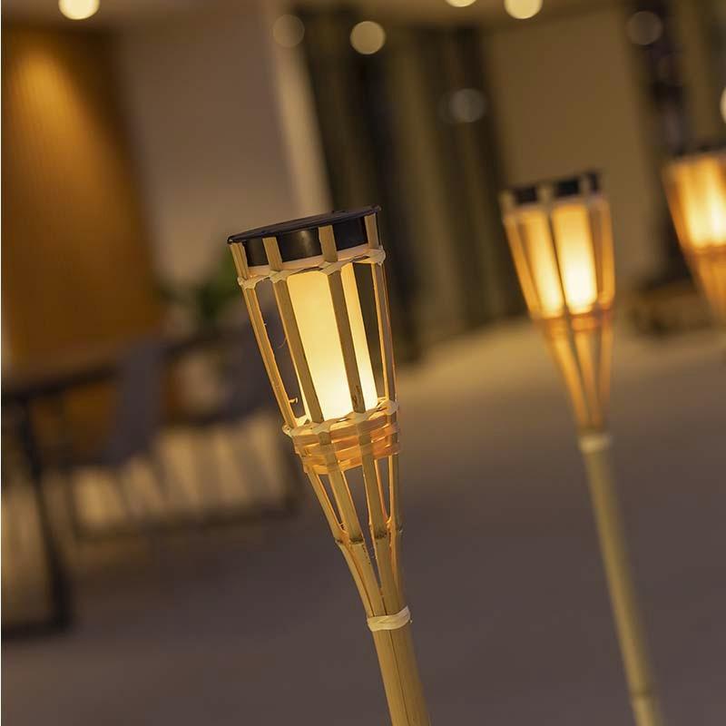 New Garden Solar Erdspieß Gartenleuchte HIAMA in Fackelform aus Bambus IP44