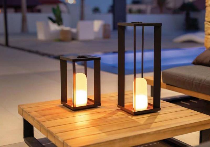 New Garden SIROCO kabellose tragbare Metall-Laterne 50cm schwarz Akku dimmbar Fernbedienung In&Out IP54