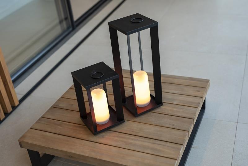 New Garden SIROCO kabellose tragbare Metall-Laterne 50cm schwarz Akku dimmbar Fernbedienung In&Out IP54