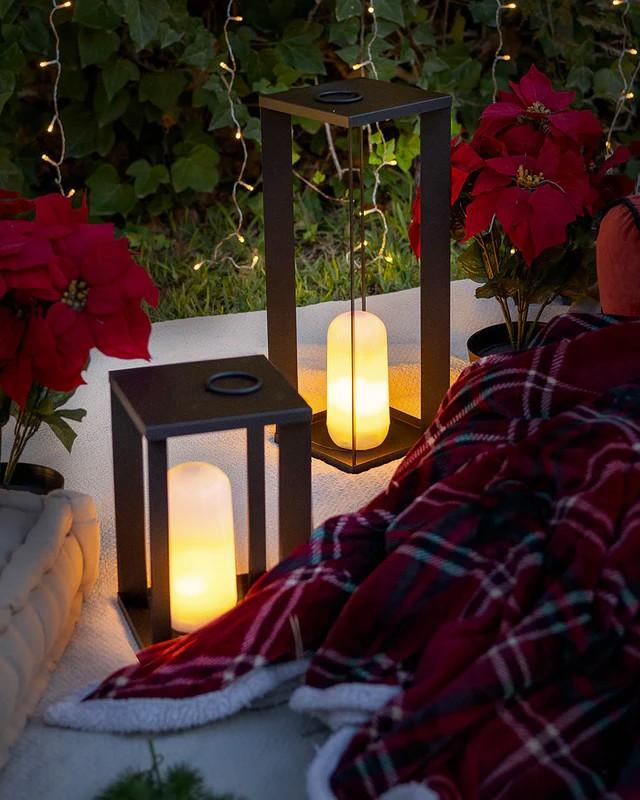 New Garden SIROCO kabellose tragbare Metall-Laterne 50cm schwarz Akku dimmbar Fernbedienung In&Out IP54