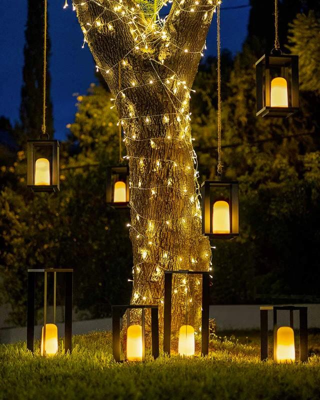 New Garden SIROCO kabellose tragbare Metall-Laterne 50cm schwarz Akku dimmbar Fernbedienung In&Out IP54