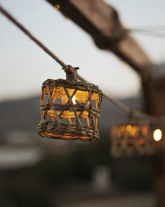 New Garden LED-Lichterkette ALBA 8 Meter 10 Juteschirmchen mit Kabel 230V In&Out IP44