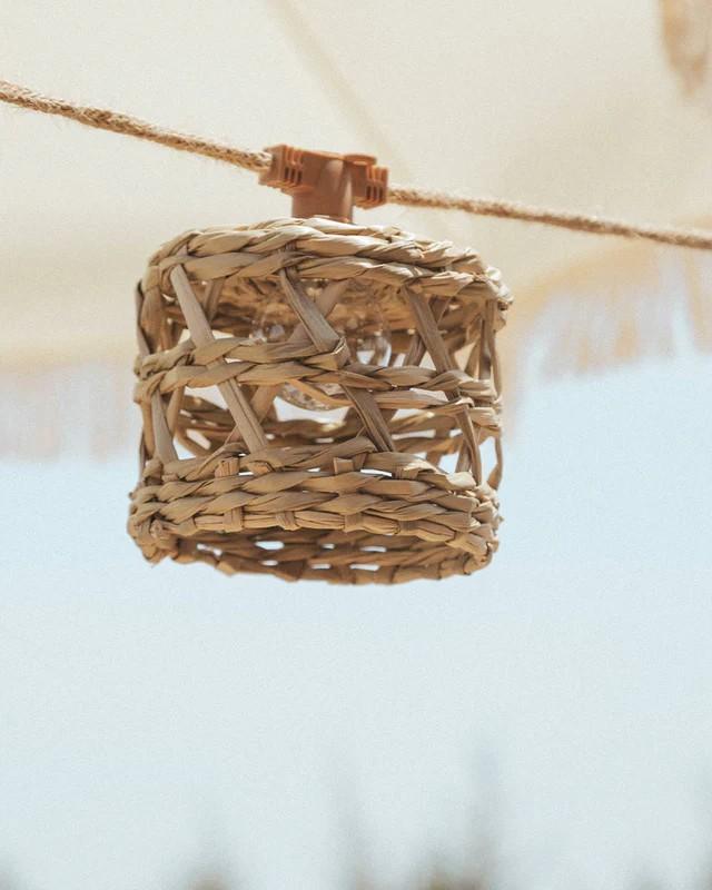 New Garden LED-Lichterkette ALBA 8 Meter 10 Juteschirmchen mit Kabel 230V In&Out IP44