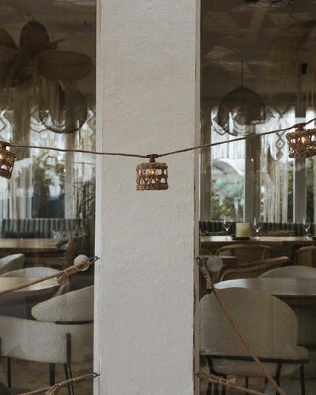 New Garden LED-Lichterkette ALBA 8 Meter 10 Juteschirmchen mit Kabel 230V In&Out IP44