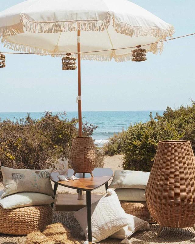 New Garden LED-Lichterkette ALBA 8 Meter 10 Juteschirmchen Akku & Solar In&Out IP44 Licht: Warmweiss