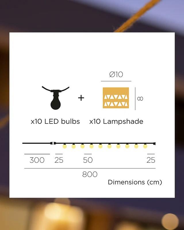 New Garden LED-Lichterkette ALBA 8 Meter 10 Juteschirmchen Akku & Solar In&Out IP44 Licht: Warmweiss