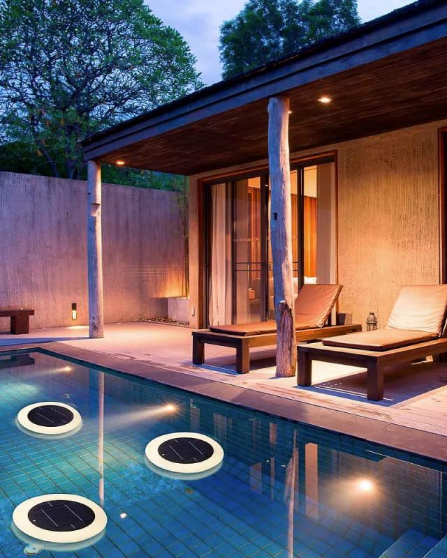 New Garden Papaya LED Pool-Lampe Akku Solar Fernbedienung warmweißes und Multicolor RGB Licht IP68