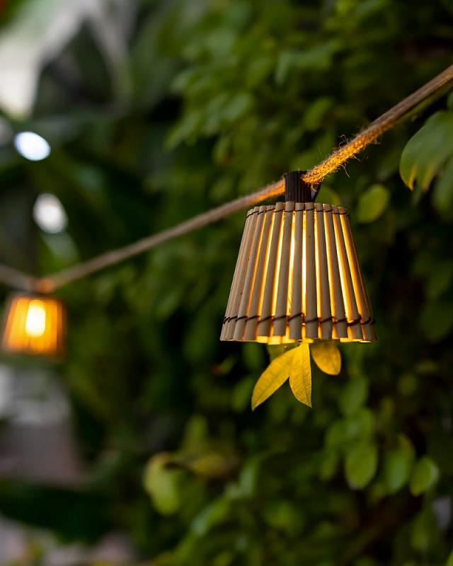 New Garden Okinawa Lichterkette aus Bambus 8 Meter IP44 mit Kabel und Stecker