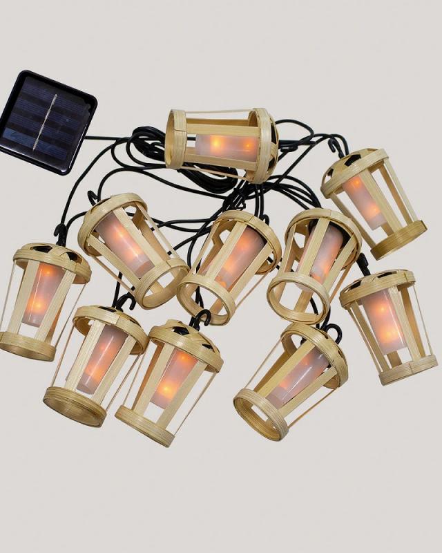 New Garden 10-flammige HIAMA Solar LED Lichterkette 5m Außen & Innen mit Flammeneffekt