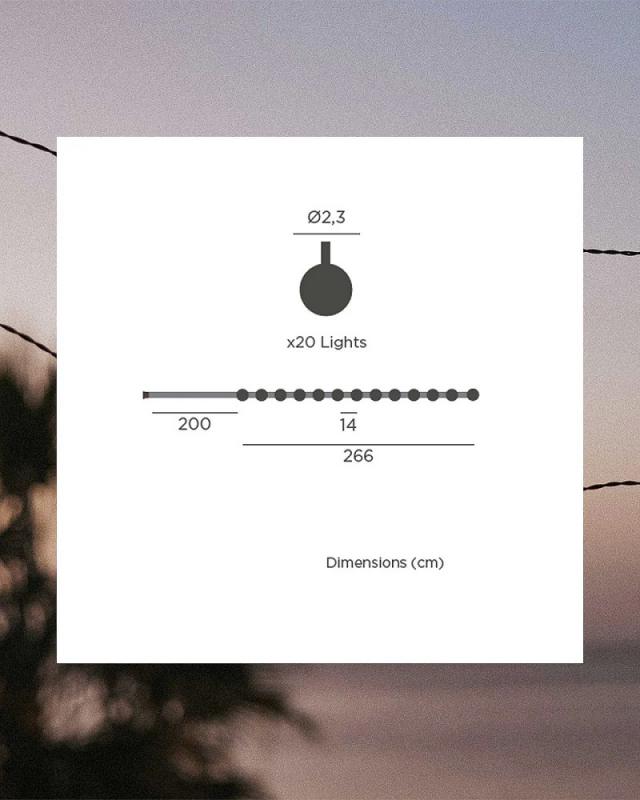 New Garden Lichterkette GRISELDA  IP44 mit Solar 266,6 cm lang, warmweißes Licht mit 20 Kugeln Ø2,3cm