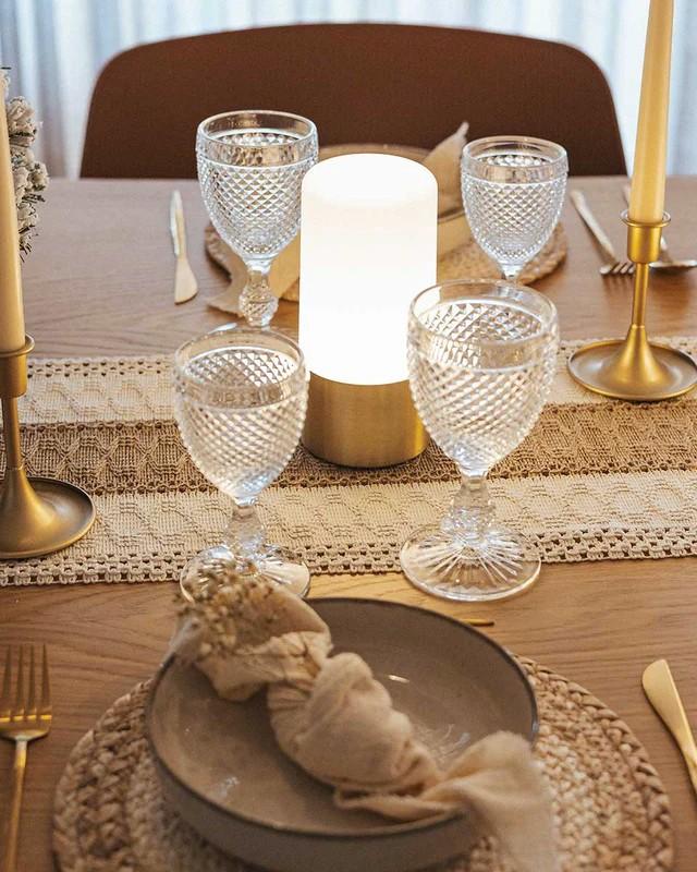 New Garden Maia Akku Tischleuchte Messingfarben In&Out RGBW wiederaufladbar über USB