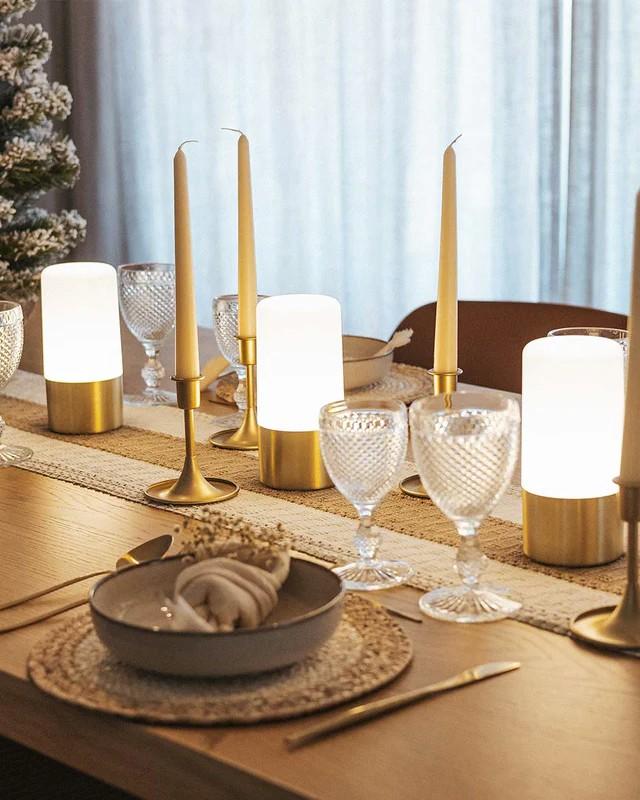 New Garden Maia Akku Tischleuchte Messingfarben In&Out RGBW wiederaufladbar über USB