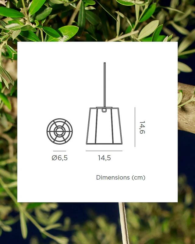 New Garden CONTA Mini LED Akku-Hängeleuchte USB-Aufladung, Fernbedienung, IP54 - aus recyceltem PVC mit warmweißem Licht  Ø 14,5 - Farbe Taupe Grau