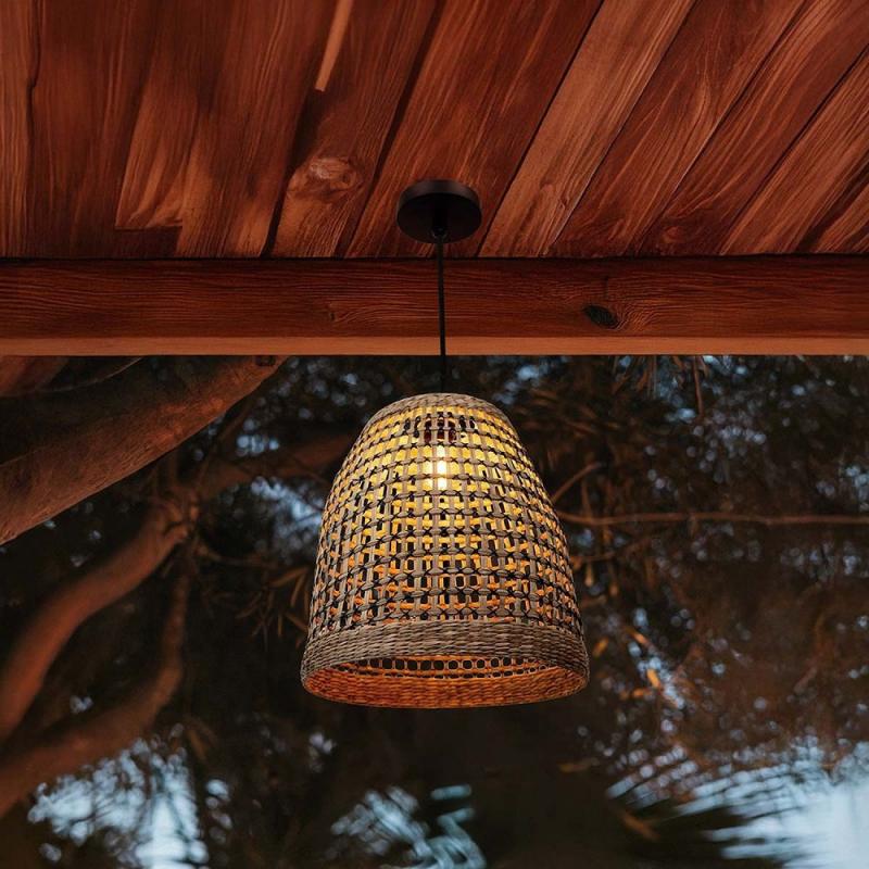 New Garden POSITANO Naturgeflecht Hängeleuchte mit E27 Fassung ohne Leuchtmittel Ø33cm, IP44