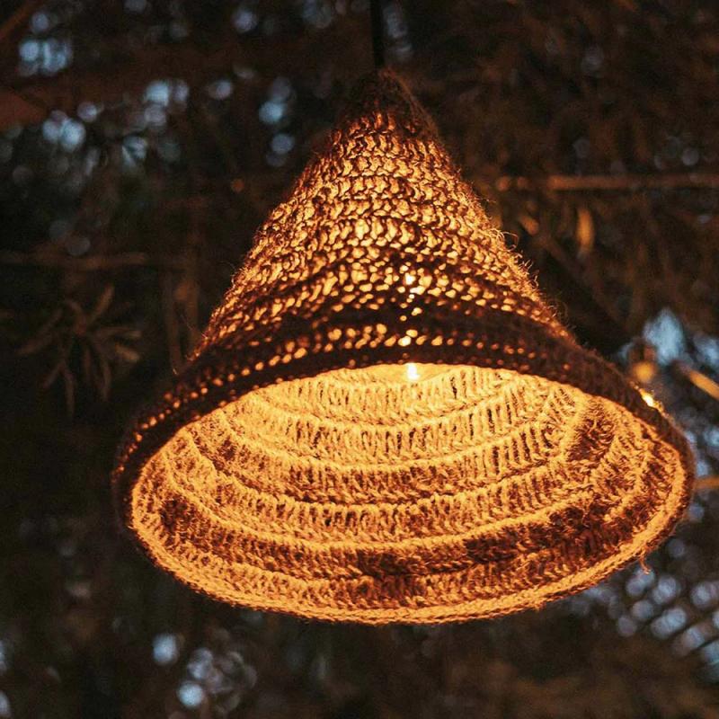 New Garden MARO Hängeleuchte mit 5 m Kabel für den Außenbereich mit E27 Fassung Naturfasern